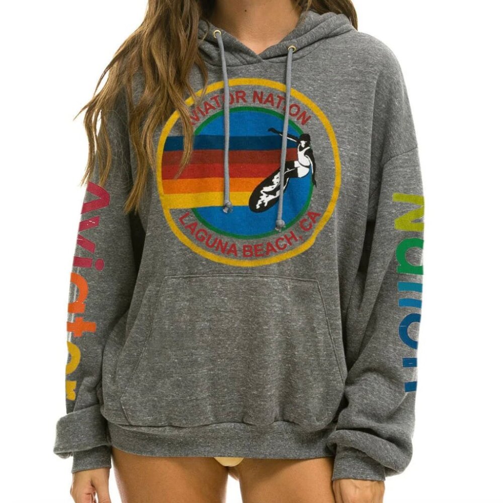 Aviator Nation Laguna Beach pullover hoodie (XL, heather grey)